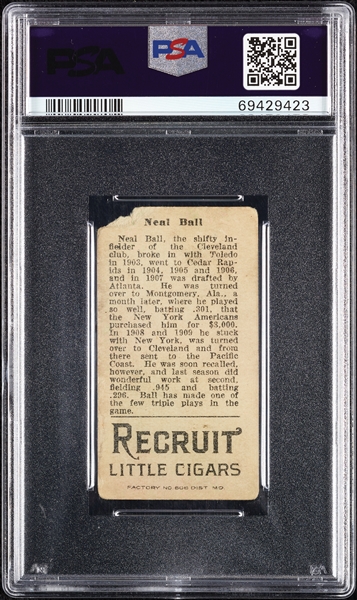 1912 T207 Brown Background Neal Ball PSA 1 (MC)