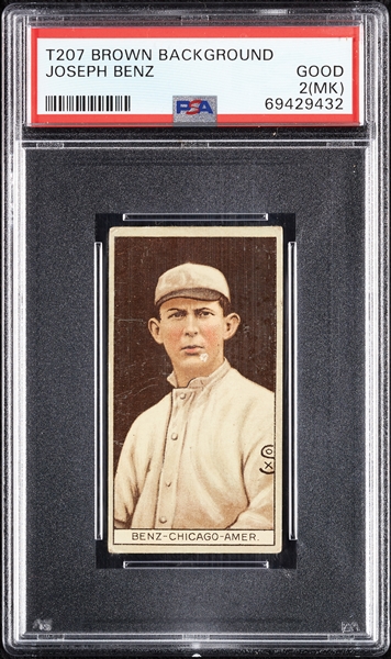 1912 T207 Brown Background Joseph Benz PSA 2 (MK)