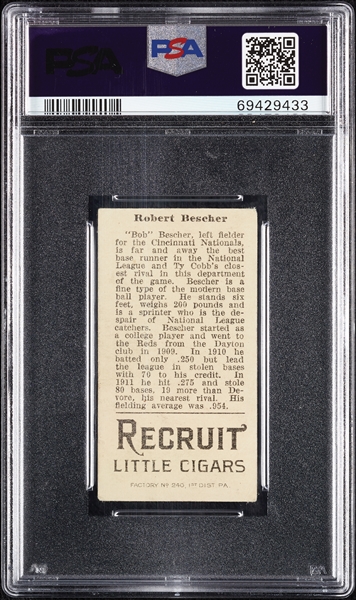 1912 T207 Brown Background Robert Bescher PSA 2