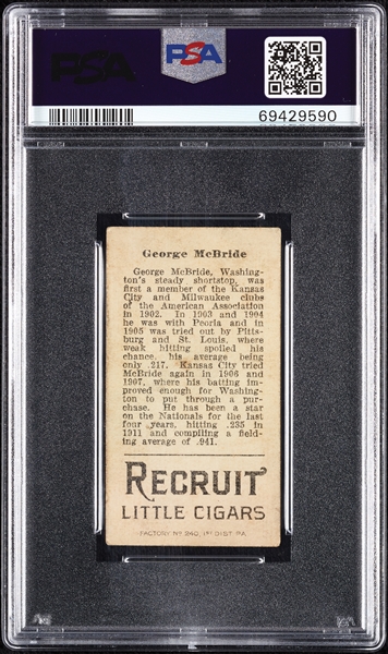 1912 T207 Brown Background George McBride PSA 2