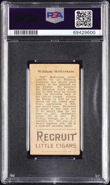 1912 T207 Brown Background Bill McKechnie PSA 1