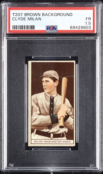 1912 T207 Brown Background Clyde Milan PSA 1.5