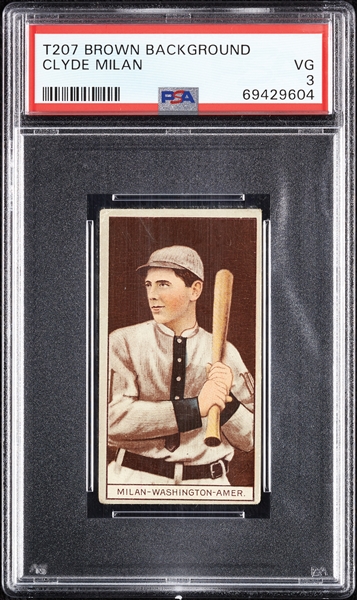 1912 T207 Brown Background Clyde Milan PSA 3