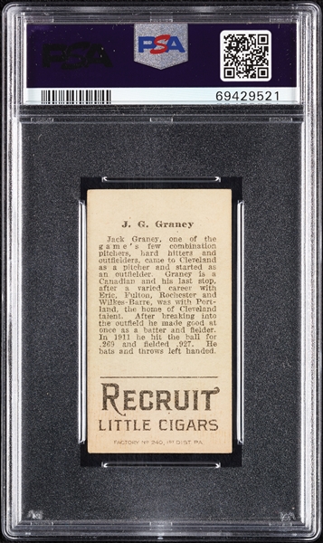 1912 T207 Brown Background J.G. Graney PSA 4