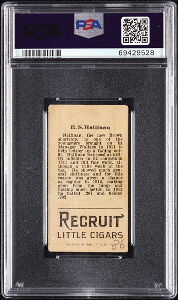 1912 T207 Brown Background E.S. Hallinan PSA 1.5 (MK)