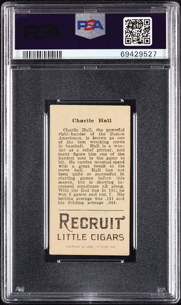 1912 T207 Brown Background Charlie Hall PSA 4