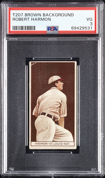 1912 T207 Brown Background Robert Harmon PSA 3