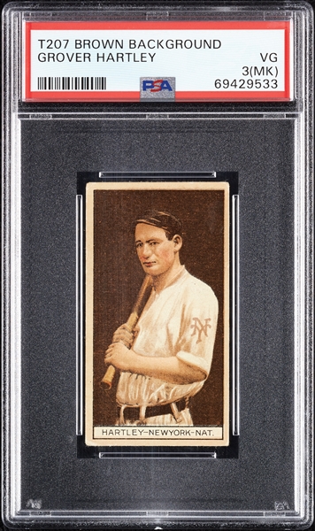 1912 T207 Brown Background Grover Hartley PSA 3 (MK)