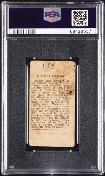 1912 T207 Brown Background Charles Herzog PSA Authentic