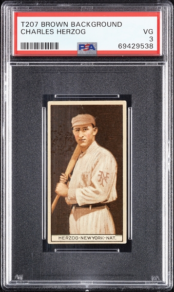 1912 T207 Brown Background Charles Herzog PSA 3