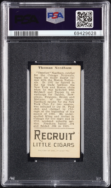 1912 T207 Brown Background Thomas Needham PSA 4