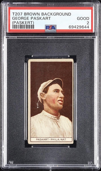 1912 T207 Brown Background George Paskart (Paskert) PSA 2