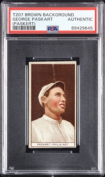 1912 T207 Brown Background George Paskart (Paskert) PSA Authentic