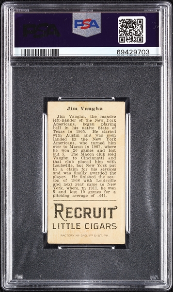 1912 T207 Brown Background Jim Vaughn PSA 3