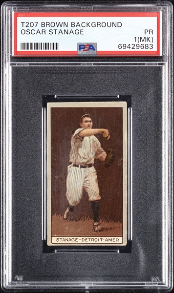 1912 T207 Brown Background Oscar Stanage PSA 1 (MK)