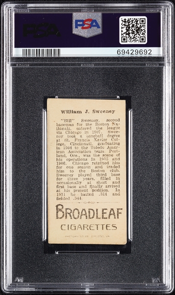 1912 T207 Brown Background William J. Sweeney PSA Authentic