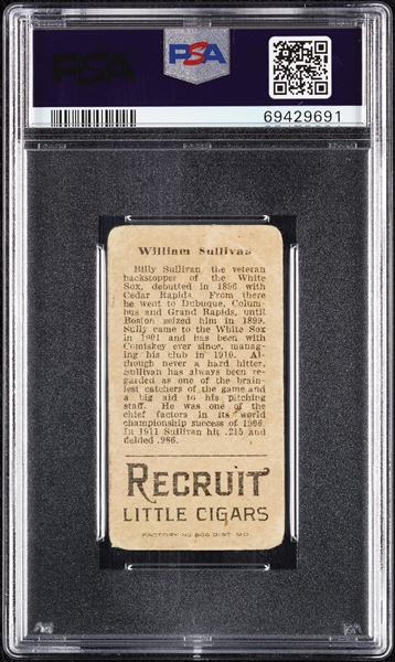 1912 T207 Brown Background William Sullivan PSA 1