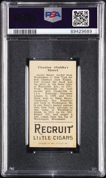 1912 T207 Brown Background Charles Street PSA 3 (MC)