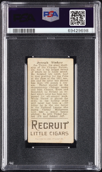 1912 T207 Brown Background Joe Tinker PSA 2