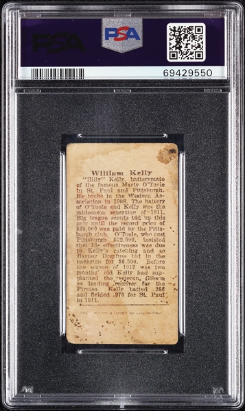 1912 T207 Brown Background William Kelly PSA 1.5