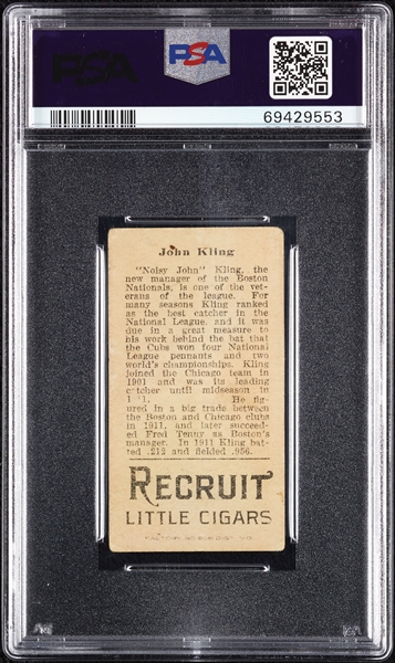 1912 T207 Brown Background John Kling PSA 3