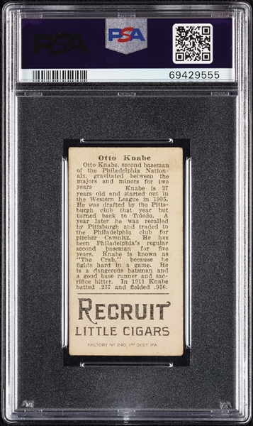 1912 T207 Brown Background Otto Knabe PSA 3