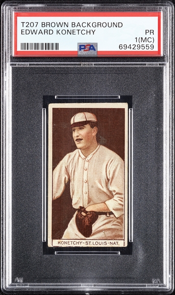 1912 T207 Brown Background Edward Konetchy PSA 1 (MC)