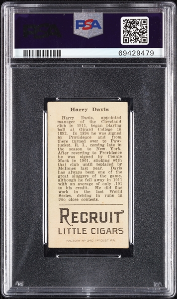 1912 T207 Brown Background Harry Davis PSA 4