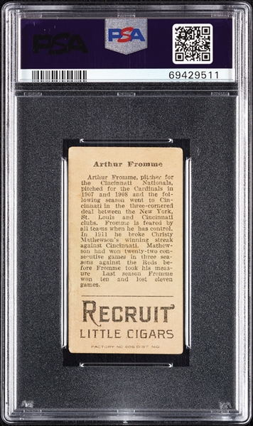 1912 T207 Brown Background Arthur Fromme PSA 2 (MC)