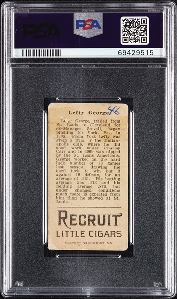 1912 T207 Brown Background Lefty George PSA 1 (MK)