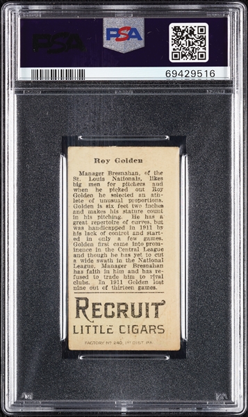 1912 T207 Brown Background Roy Golden PSA 1