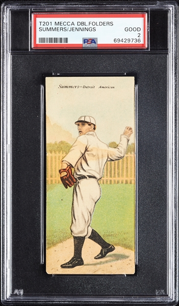 1911 T201 Mecca Double Folders Summers/Hughie Jennings PSA 2