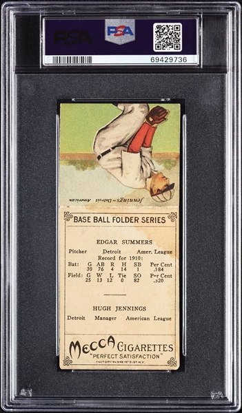 1911 T201 Mecca Double Folders Summers/Hughie Jennings PSA 2