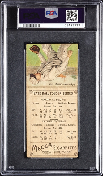 1911 T201 Mecca Double Folders Mordecai Brown/Hofman PSA 1