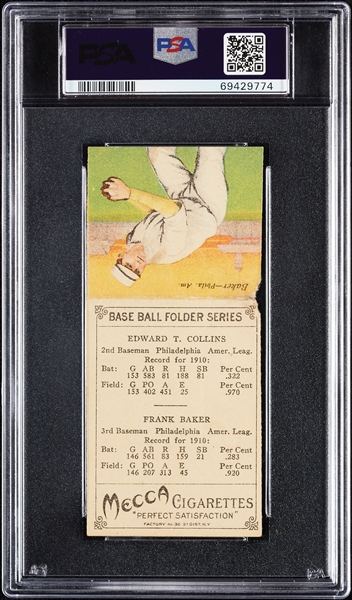 1911 T201 Mecca Double Folders Eddie Collins/Frank Baker PSA 2