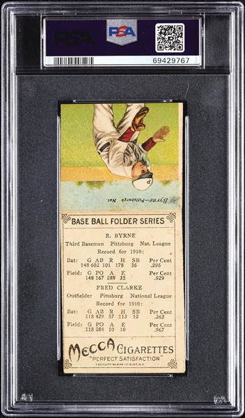 1911 T201 Mecca Double Folders Fred Clarke/Byrne PSA 1