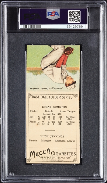 1911 T201 Mecca Double Folders Summers/Hughie Jennings PSA 2