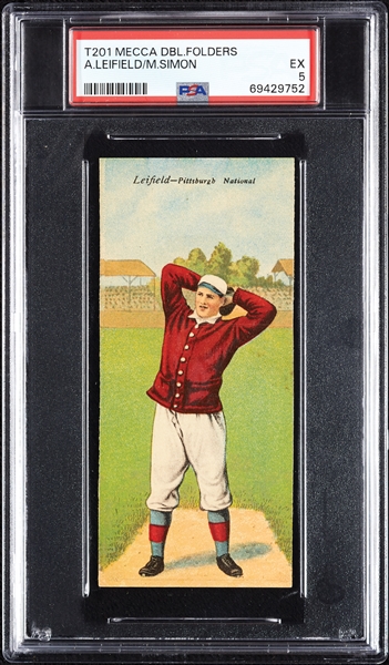 1911 T201 Mecca Double Folders Leifield/Simon PSA 5