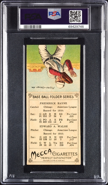 1911 T201 Mecca Double Folders Ed Walsh/Payne PSA 2