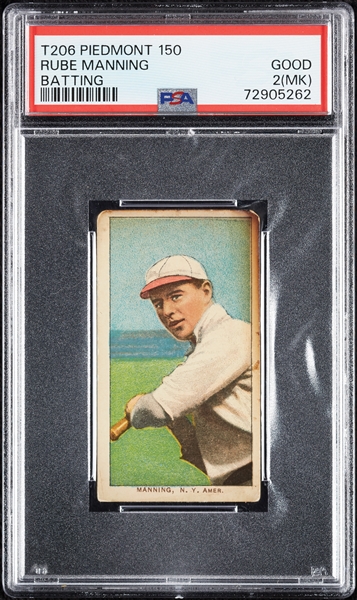 1909-11 T206 Rube Manning Batting PSA 2 (MK)