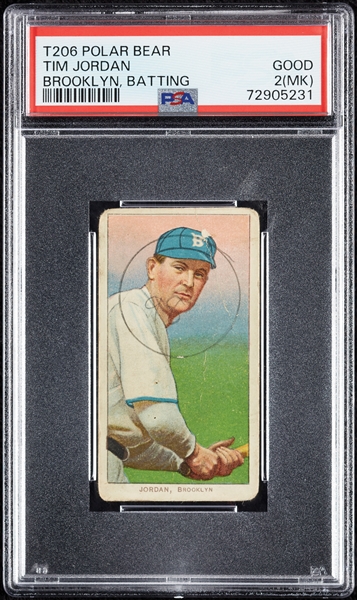 1909-11 T206 Tim Jordan Brooklyn, Batting PSA 2 (MK)