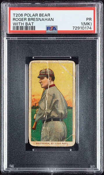 1909-11 T206 Roger Bresnahan With Bat PSA 1 (MK)