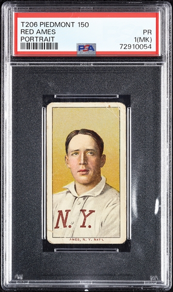 1909-11 T206 Red Ames Portrait PSA 1 (MK)