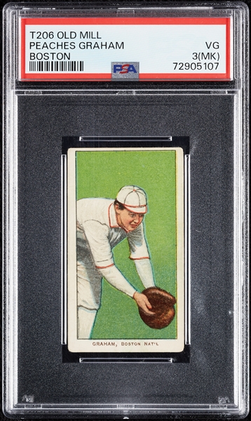 1909-11 T206 Peaches Graham Boston (Old Mill Back) PSA 3 (MK)