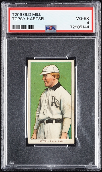 1909-11 T206 Topsy Hartsel (Old Mill Back) PSA 4