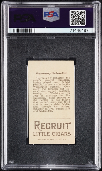 1912 T207 Brown Background Germany Schaefer PSA 3