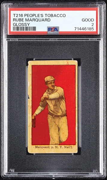 1911-16 T216 People's Tobacco Rube Marquard Glossy PSA 2