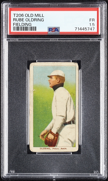 1909-11 T206 Rube Oldring Fielding (Old Mill Back) PSA 1.5