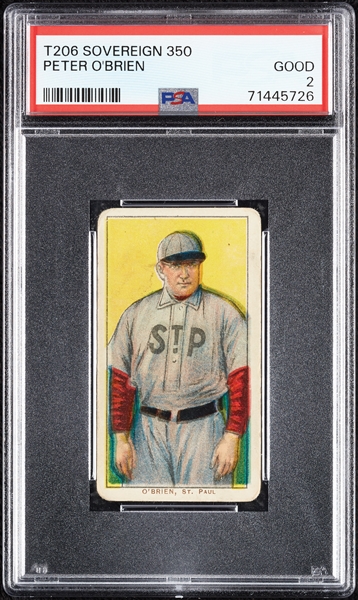 1909-11 T206 Peter O'Brien (Sovereign 350 Back) PSA 2