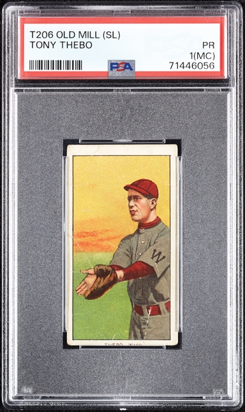 1909-11 T206 Tony Thebo (Old Mill Back) PSA 1 (MC)